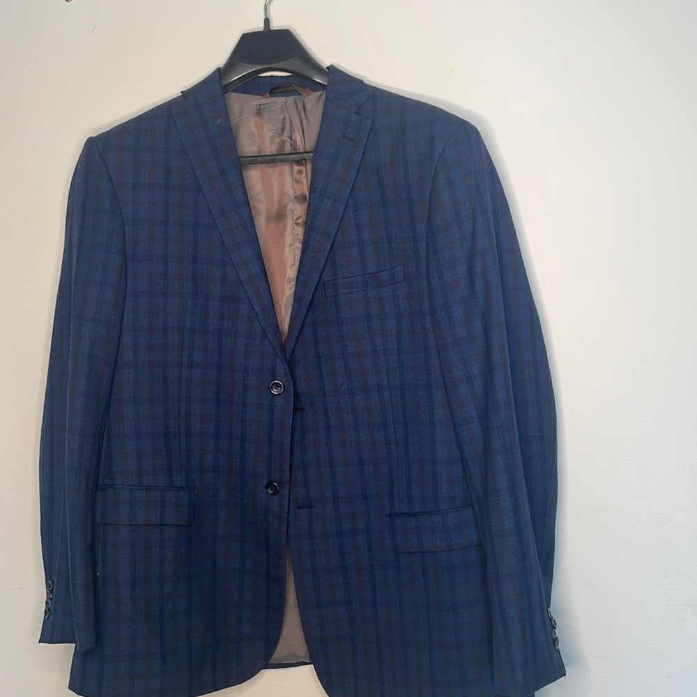 Prontomoda Mens blue plaid sports coat 50L